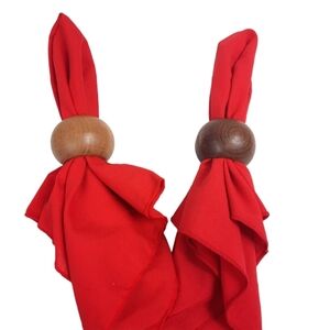 Teak‎ Wood Napkin Rings Made in Thailand Set of 8